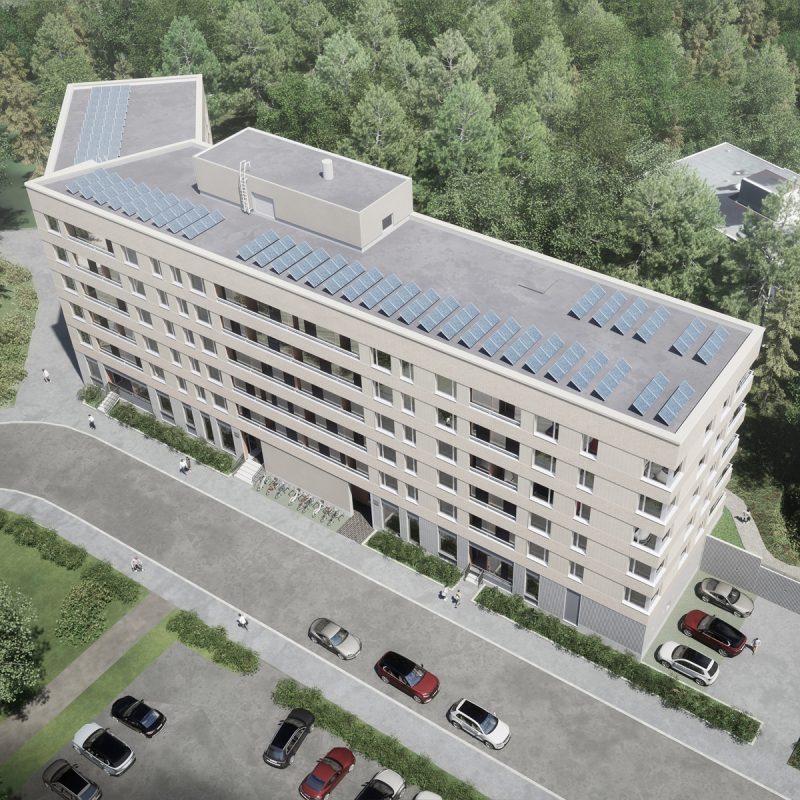 Haso asumisoikeus uudiskohde Saariseläntie, havainnekuva kerrostalosta.