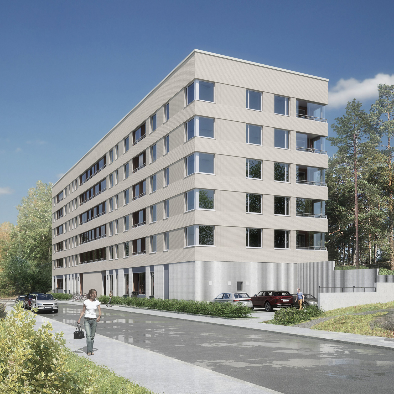 Haso asumisoikeus uudiskohde Saariseläntie, havainnekuva kerrostalosta.